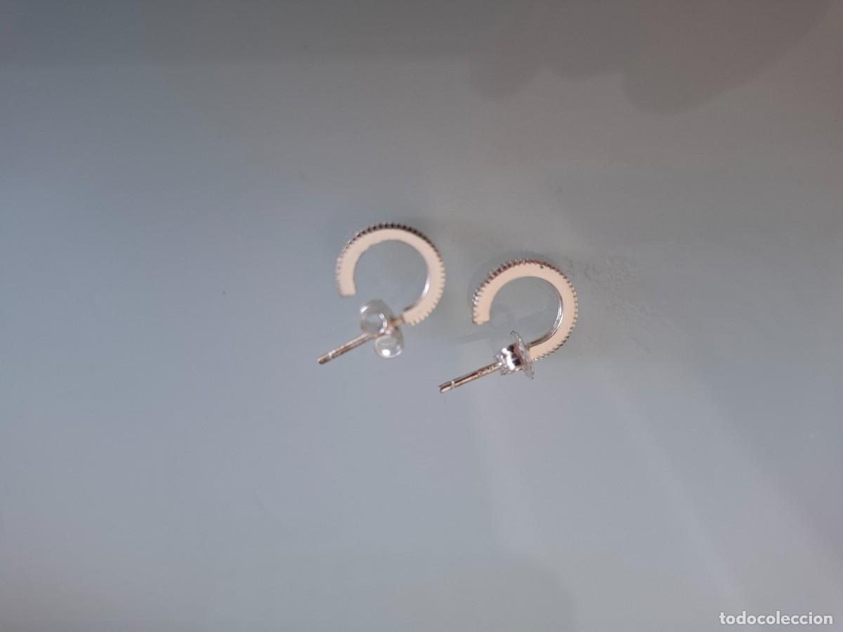 Joyeria: PENDIENTES DE PLATA CON PERLITAS BRILLANTES - AROS DE PLATA - COMPLETAMENTE NUEVOS