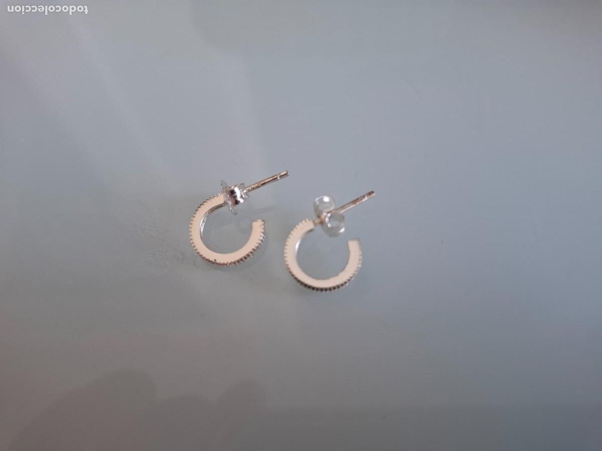 Joyeria: PENDIENTES DE PLATA CON PERLITAS BRILLANTES - AROS DE PLATA - COMPLETAMENTE NUEVOS