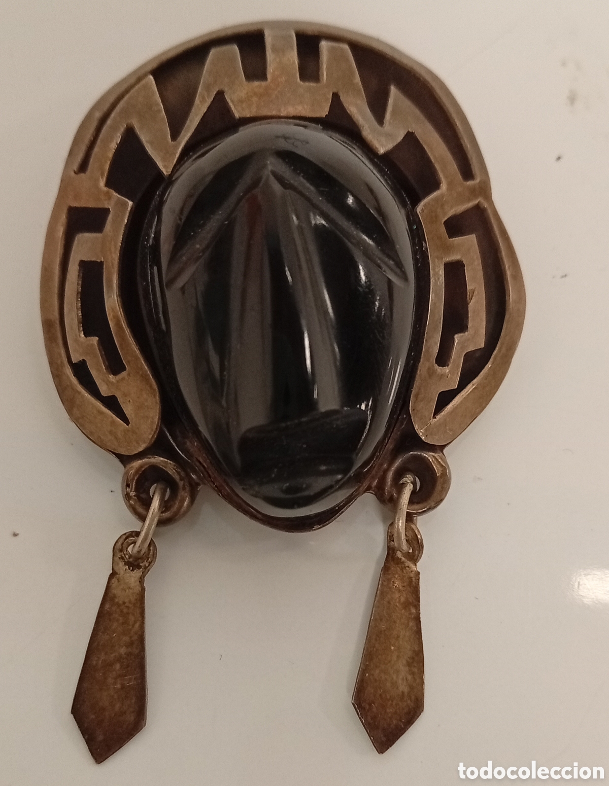 Joyeria: BROCHE/COLGANTE MEXICANO CON PIEDRA NEGRA ONIX