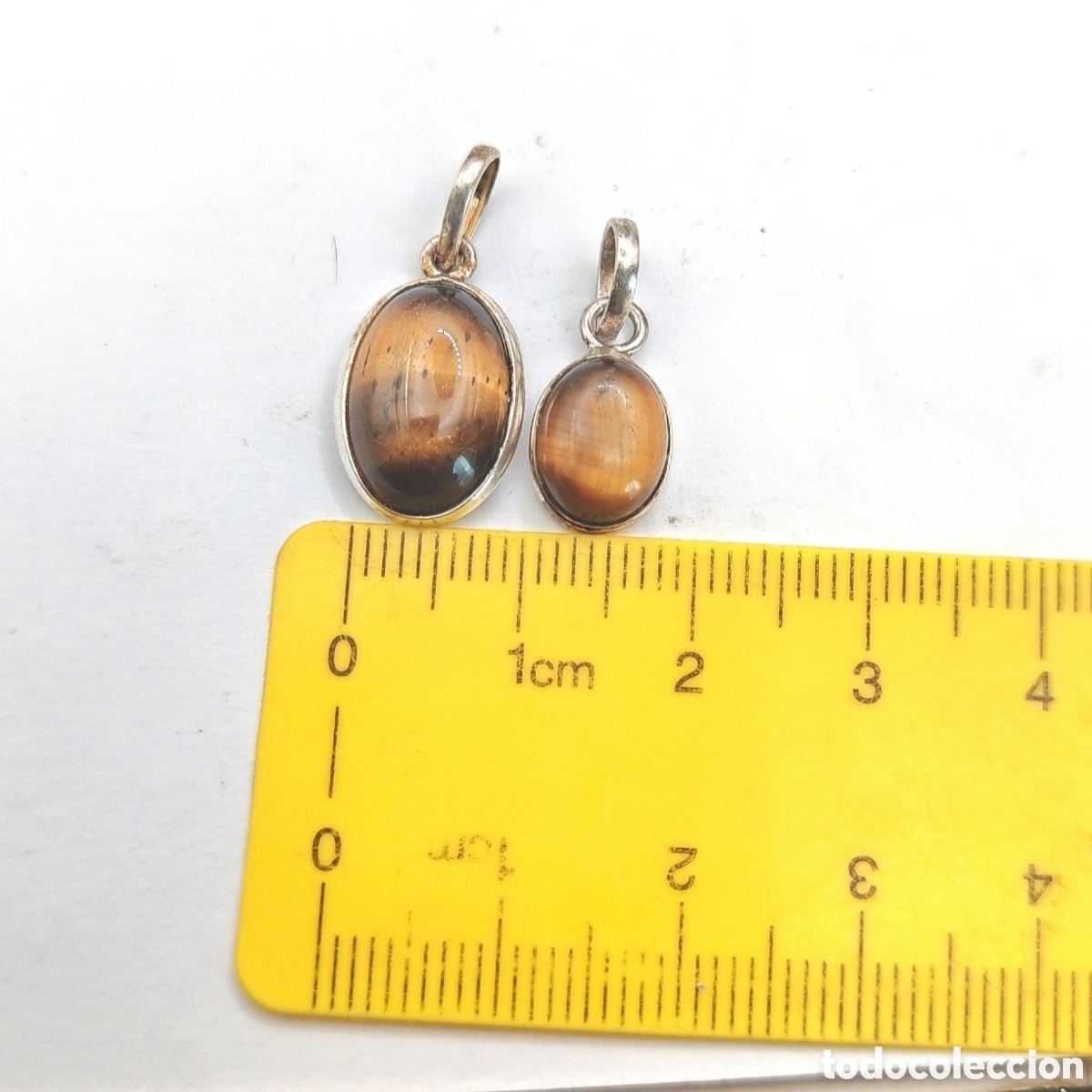 Joyeria: D&uacute;o de colgantes de ojo de tigre en plata - Foto 4