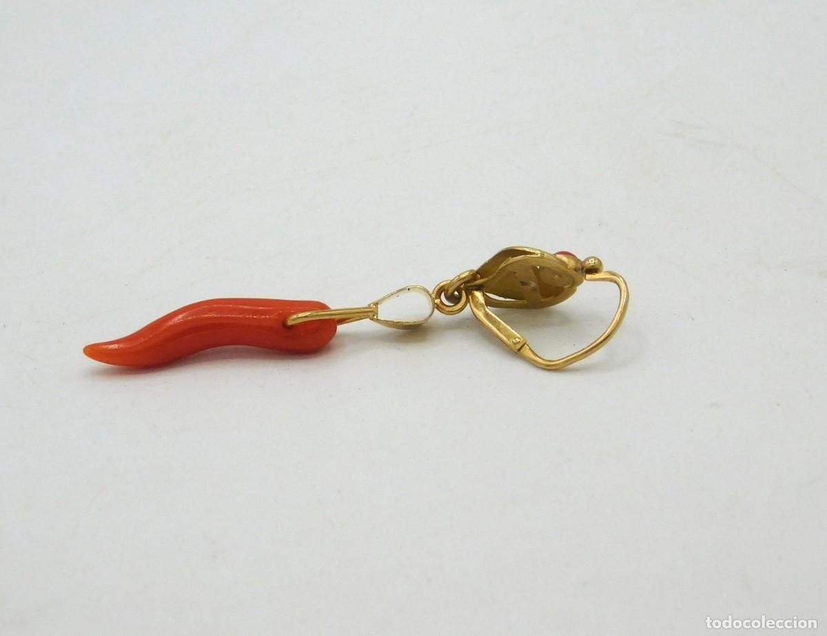 Joyeria: PENDIENTES LARGOS DE ORO 18k Y CORAL - Foto 3