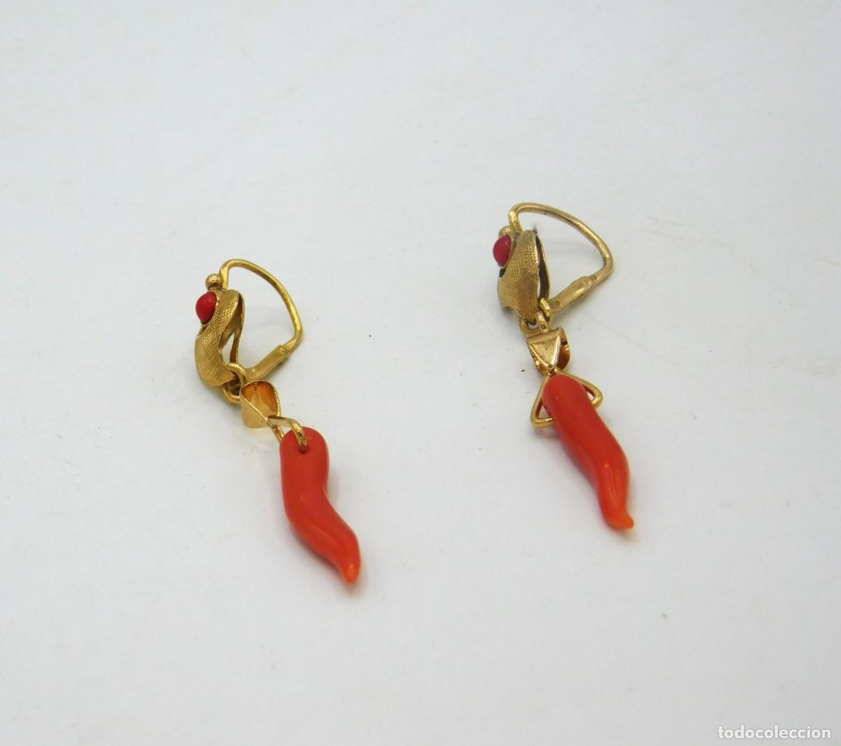 Joyeria: PENDIENTES LARGOS DE ORO 18k Y CORAL - Foto 4