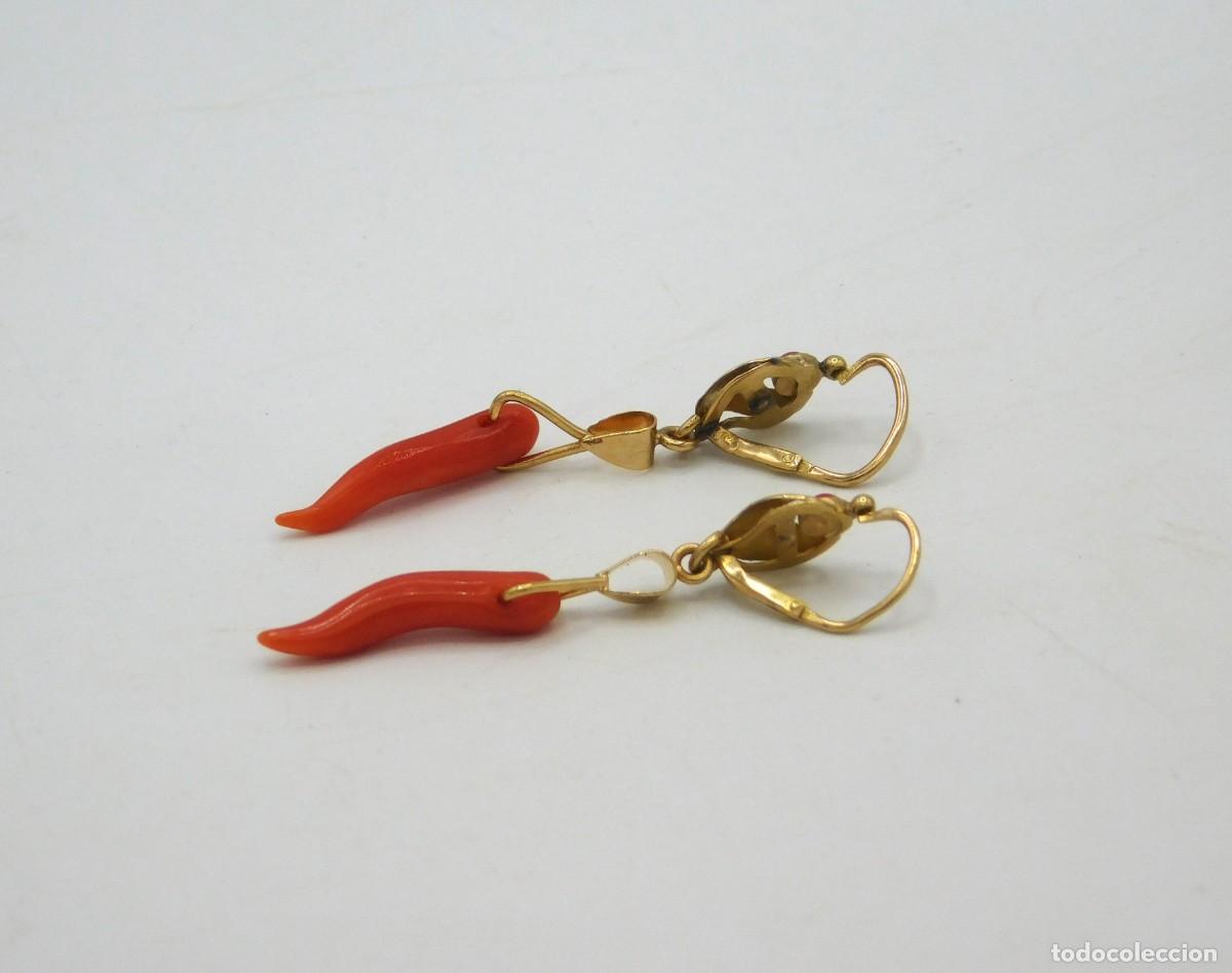 Joyeria: PENDIENTES LARGOS DE ORO 18k Y CORAL - Foto 5