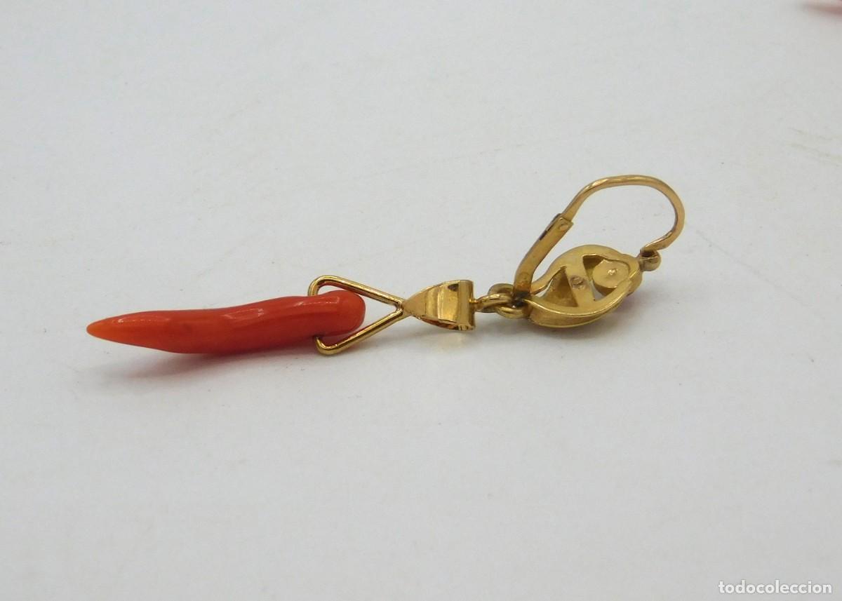 Joyeria: PENDIENTES LARGOS DE ORO 18k Y CORAL - Foto 6