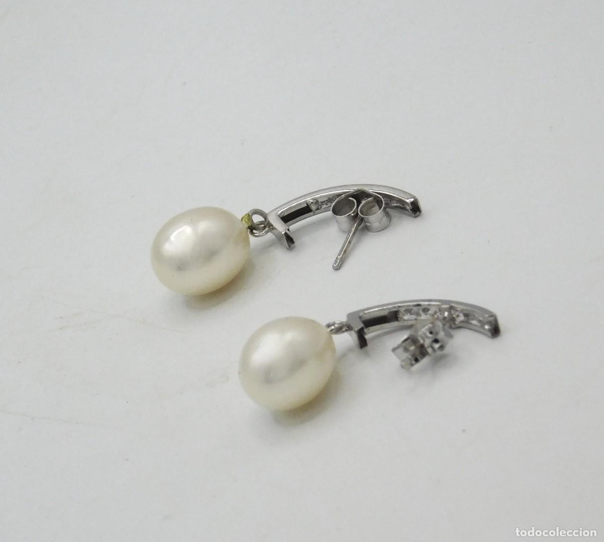 Joyeria: BONITOS PENDIENTES DE ORO BLANCO 18K, PERLAS Y CIRCONITAS