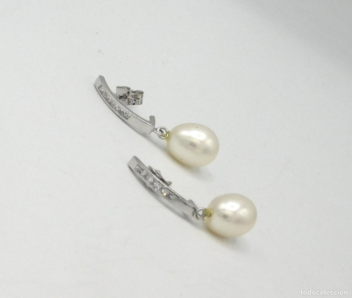 Joyeria: BONITOS PENDIENTES DE ORO BLANCO 18K, PERLAS Y CIRCONITAS - Foto 2