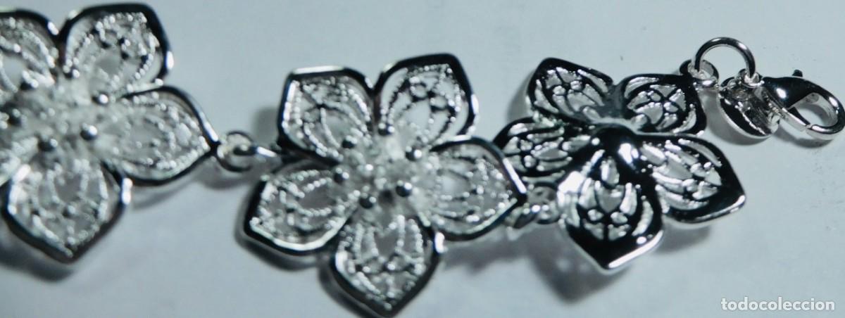 Joyeria: Pulsera de flores de plata. - Foto 2
