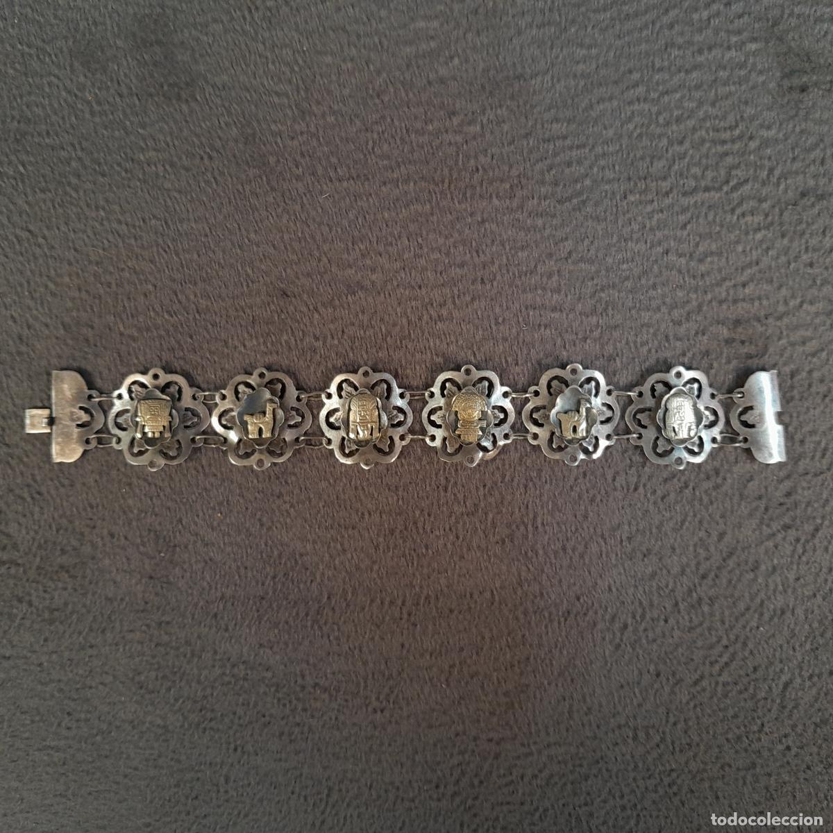 Joyeria: J-4580. PULSERA ARTICULADA DE PLATA. ICONOGRAF&Iacute;A INCA. MEDIADOS DEL SIGLO XX