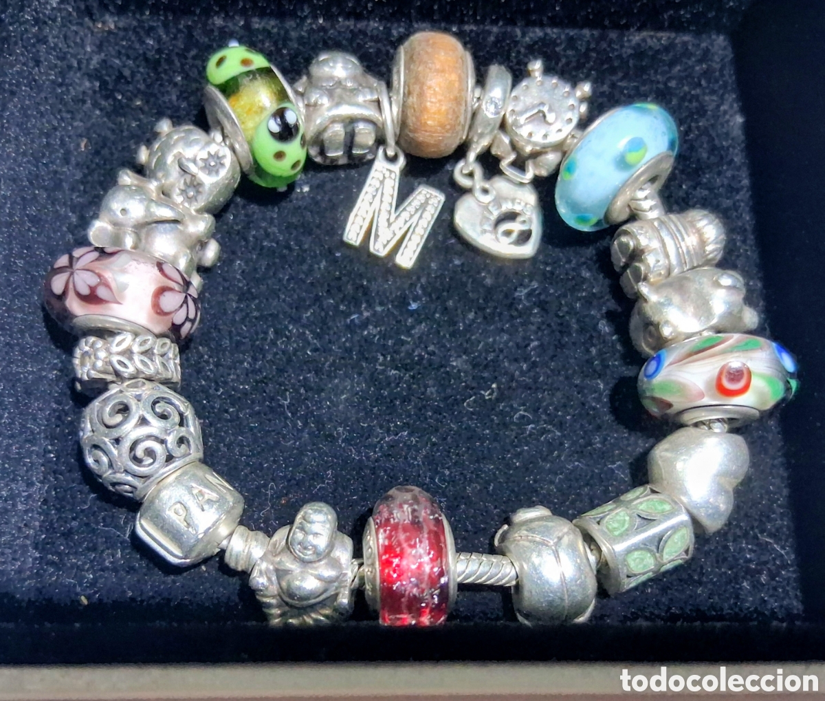 Joyeria: Pulsera original PANDORA Plata 925 Talla 19 cm (79g) con 20 Charms: incluye EXCLUSIVA PIEZA DE MADER