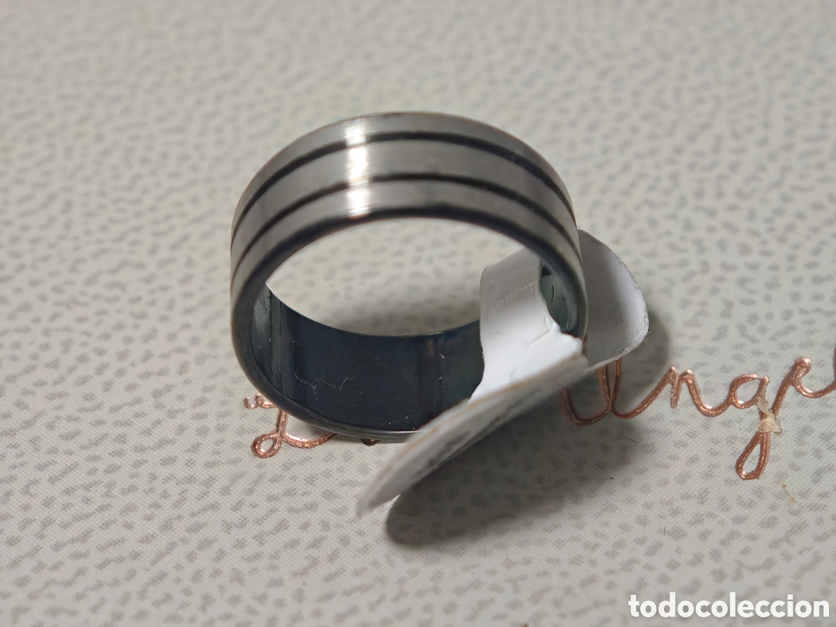 Joyeria: Anillo de acero y esmalte negro - Foto 1