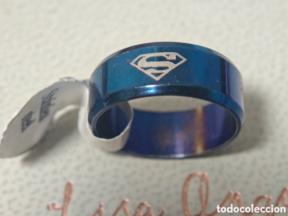 Joyeria: Anillo de acero inoxidable con esmalte azul ese de superman