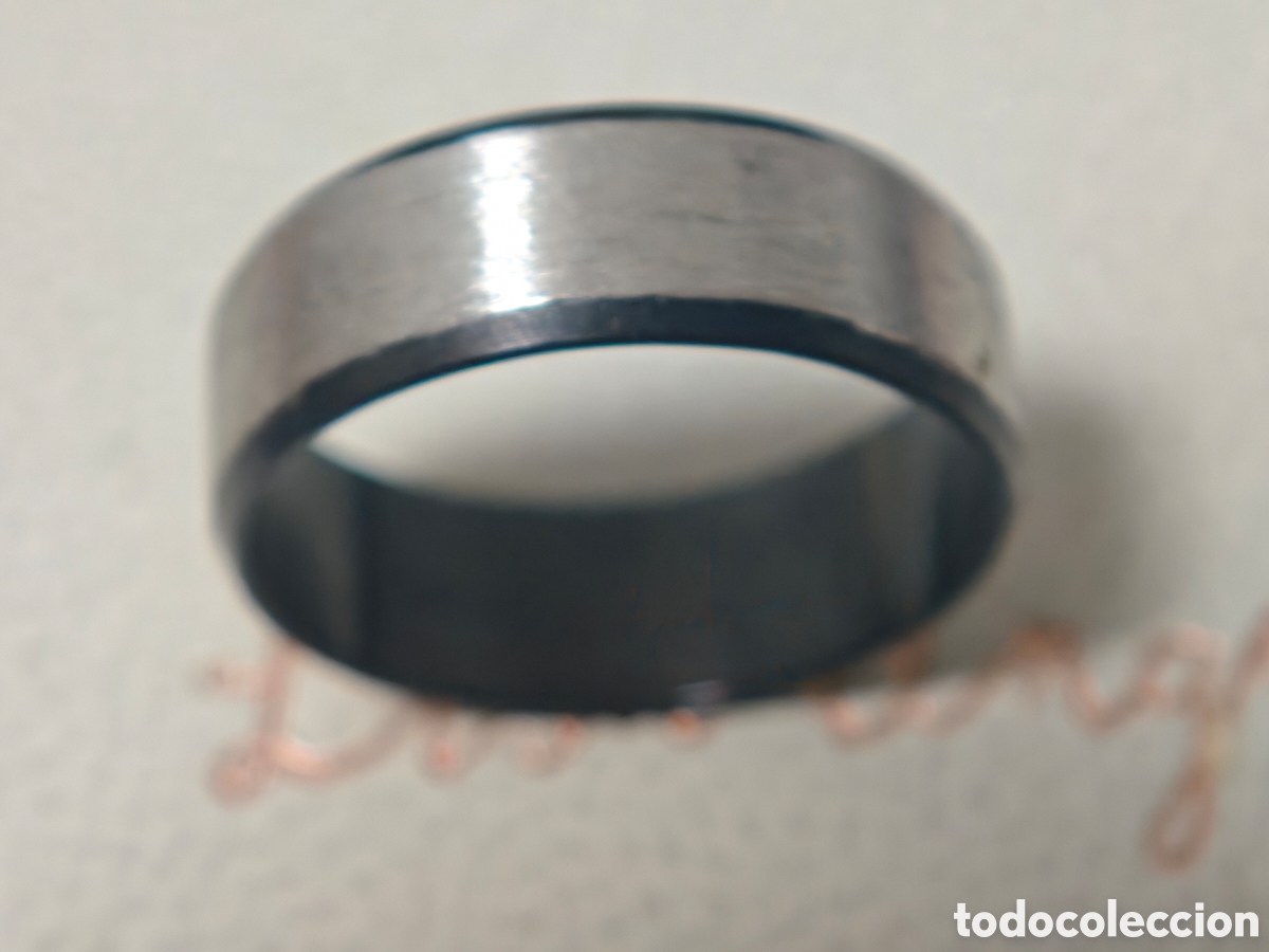 Joyeria: Anillo de acero inoxidable bordes con su esmalte negro
