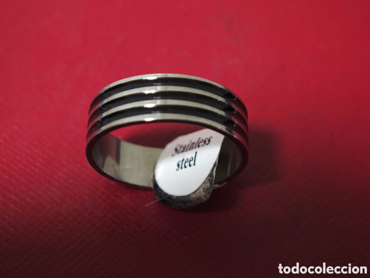 Joyeria: Anillos de acero inoxidable nuevos esmalte negro