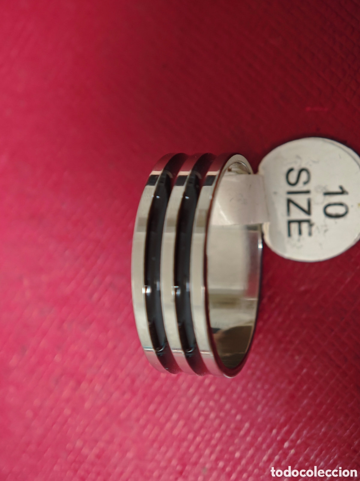 Joyeria: Anillo de acero inoxidable con esmalte negro nuevo - Foto 2