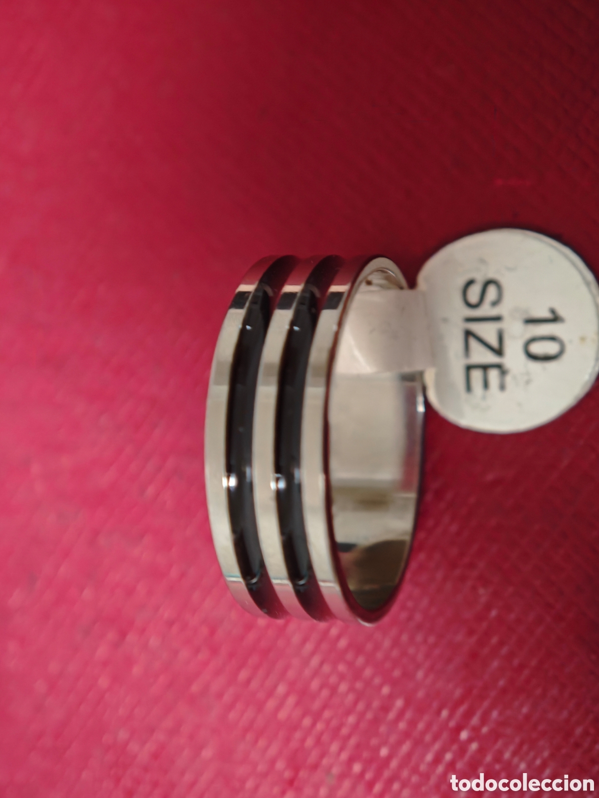 Joyeria: Anillo de acero inoxidable con esmalte negro nuevo