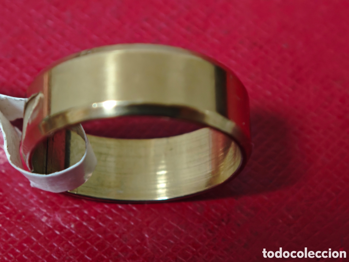 Joyeria: Anillo de acero inoxidable con ba&ntilde;o de oro nuevo - Foto 4