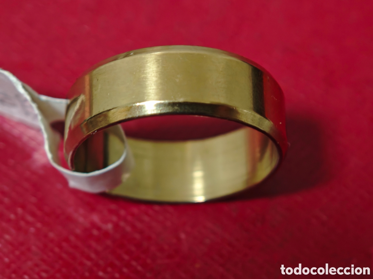 Joyeria: Anillo de acero inoxidable con ba&ntilde;o de oro nuevo - Foto 5