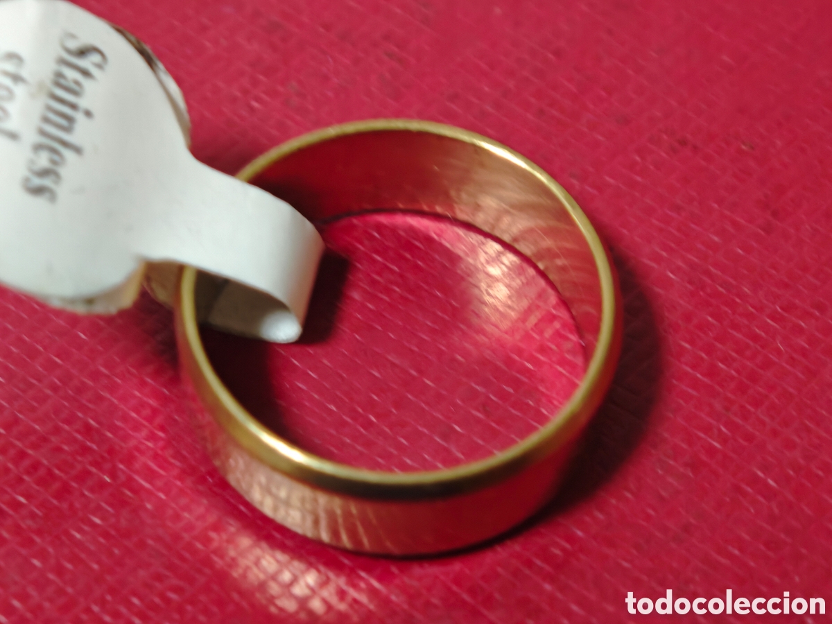 Joyeria: Anillo de acero inoxidable con ba&ntilde;o de oro nuevo - Foto 7
