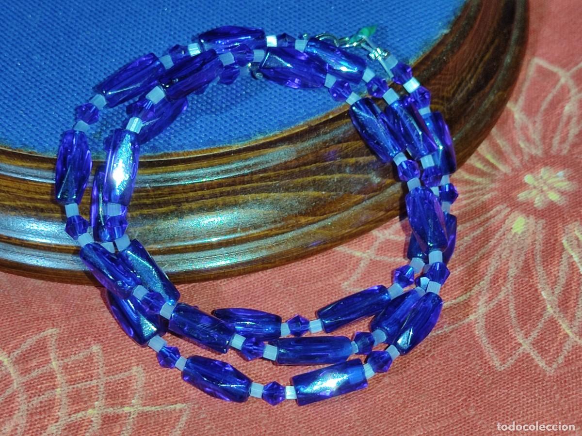 Joyeria: Collar de cristal azul cobalto con facetas.Vintage.