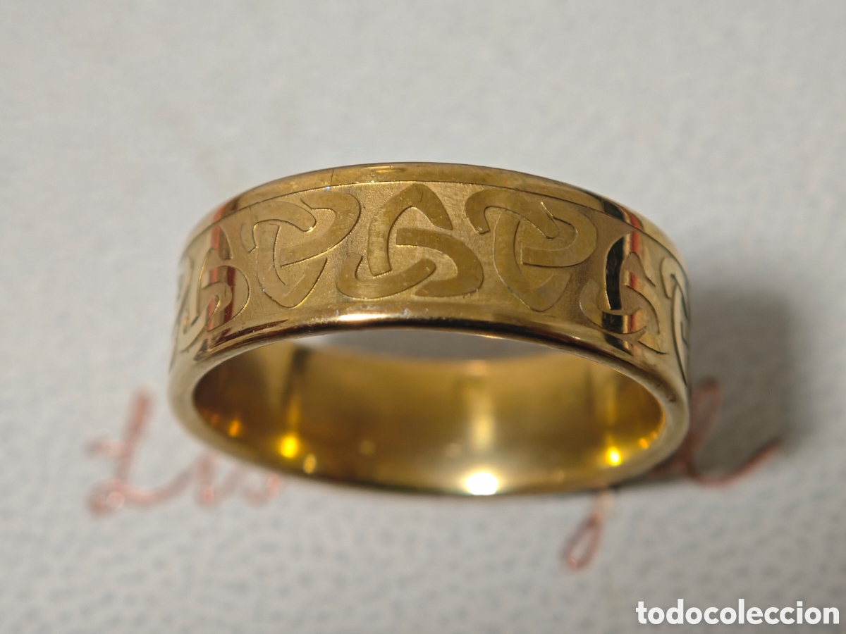 Joyeria: Anillo de acero inoxidable con ba&ntilde;o de oro hombre nuevo