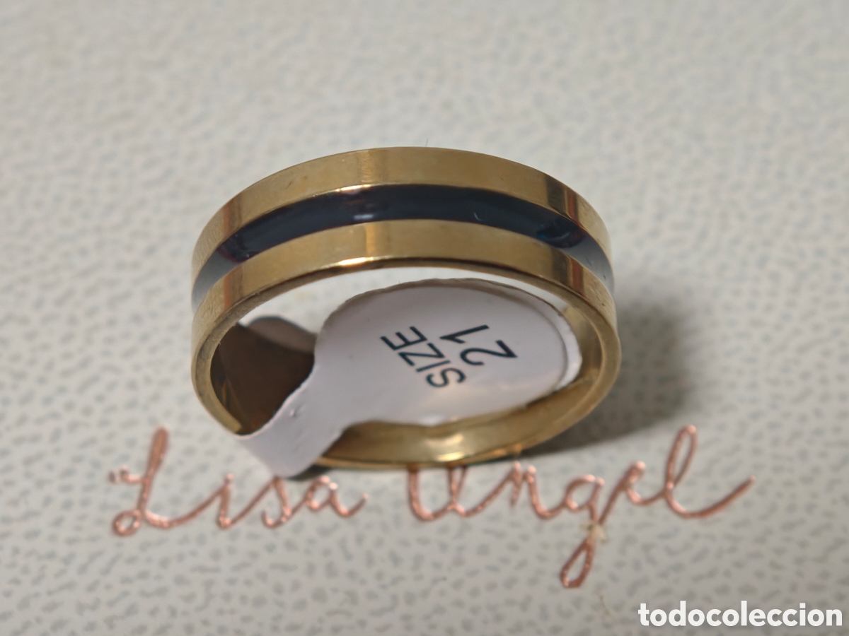 Joyeria: Anillo de acero inoxidable con esmalte negro nuevo