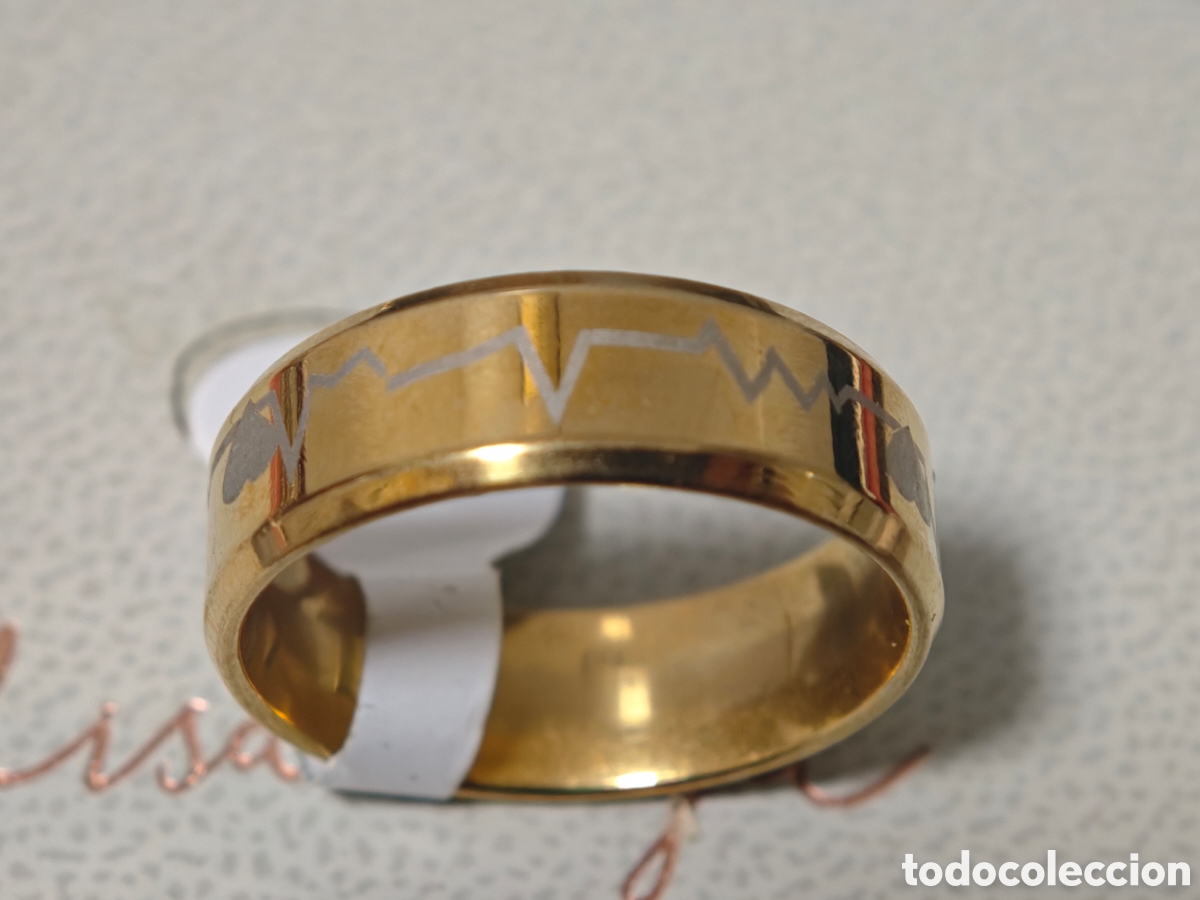 Joyeria: Anillo de acero inoxidable con ba&ntilde;o de oro hombre