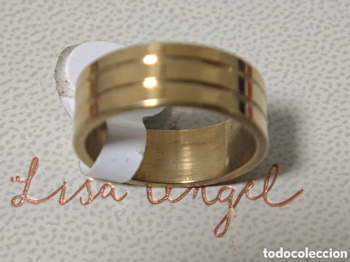 Joyeria: Anillo de acero inoxidable con ba&ntilde;o de oro