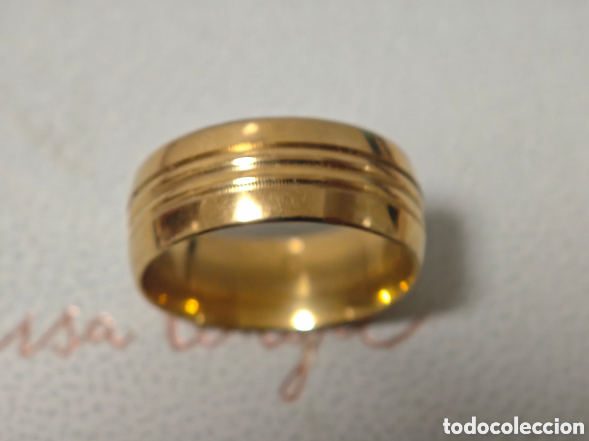 Joyeria: Anillo de acero inoxidable con ba&ntilde;o de oro nuevo - Foto 2