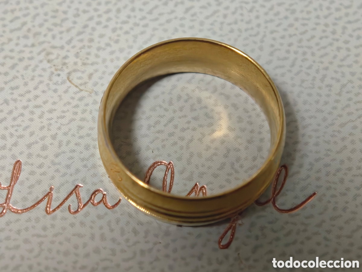 Joyeria: Anillo de acero inoxidable con ba&ntilde;o de oro nuevo - Foto 3