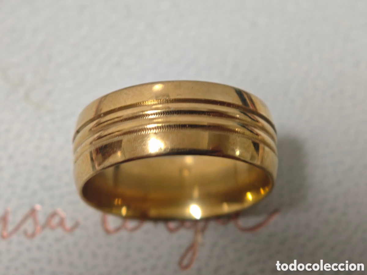 Joyeria: Anillo de acero inoxidable con ba&ntilde;o de oro nuevo
