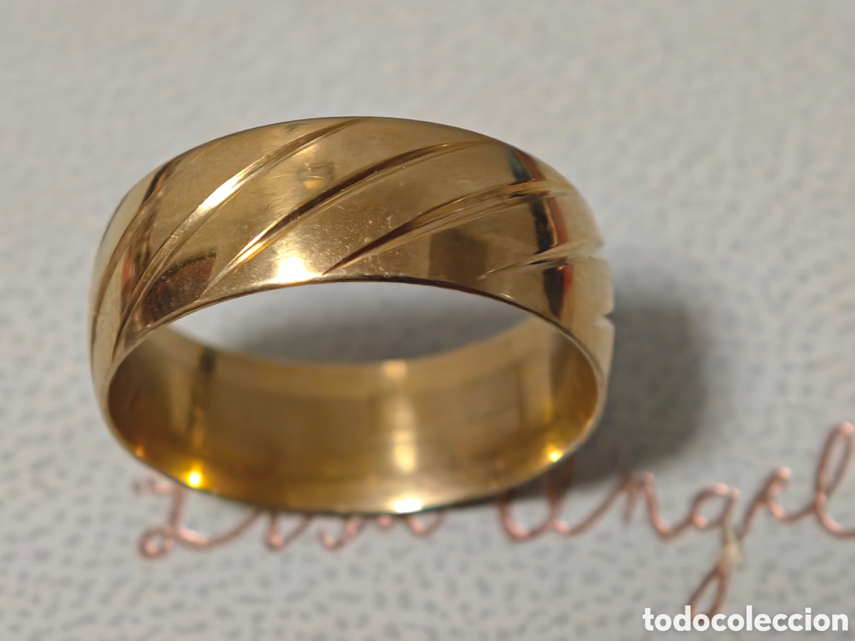 Joyeria: Bonito anillo de acero inoxidable con ba&ntilde;o de oro nuevo