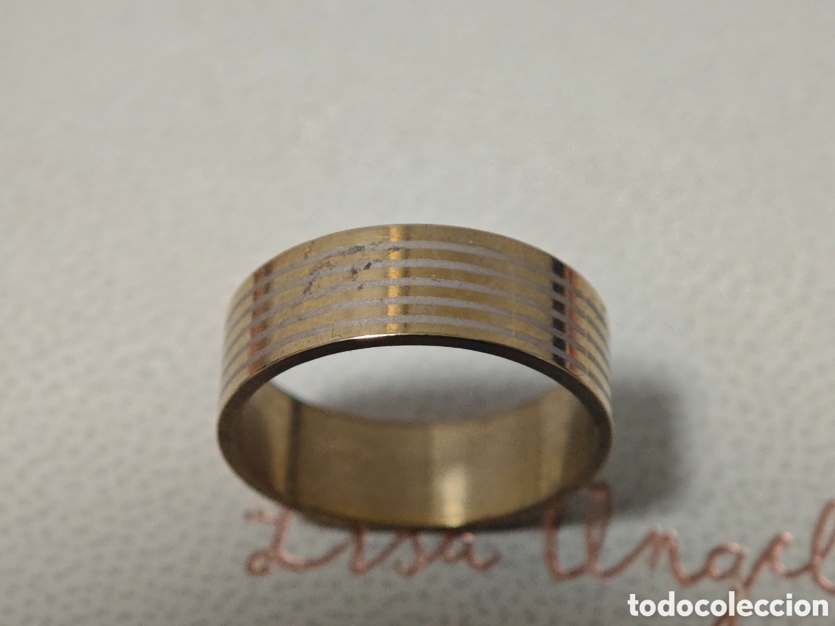 Joyeria: Anillo de acero inoxidable nuevo ba&ntilde;o de oro