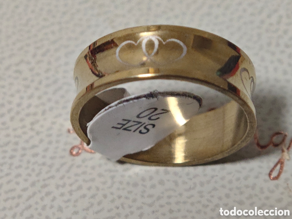 Joyeria: Anillo de acero inoxidable nuevo ba&ntilde;o de oro