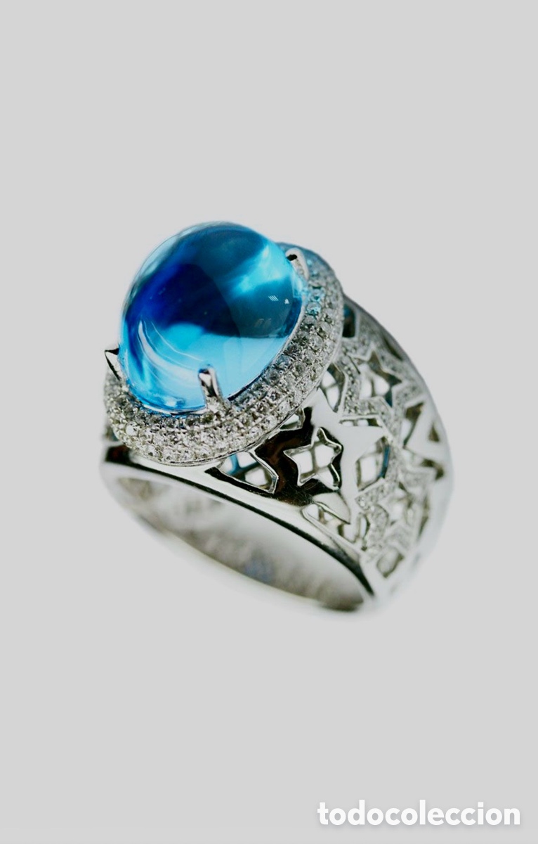 Joyeria: Anillo oro blanco con topacio y diamantes 0,81 ct - Foto 2