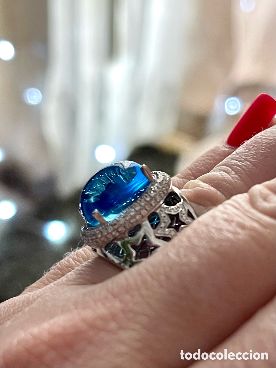 Joyeria: Anillo oro blanco con topacio y diamantes 0,81 ct - Foto 3