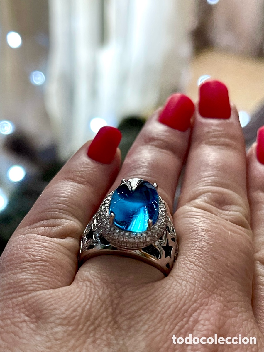 Joyeria: Anillo oro blanco con topacio y diamantes 0,81 ct - Foto 4