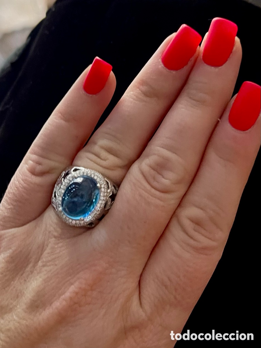 Joyeria: Anillo oro blanco con topacio y diamantes 0,81 ct - Foto 5