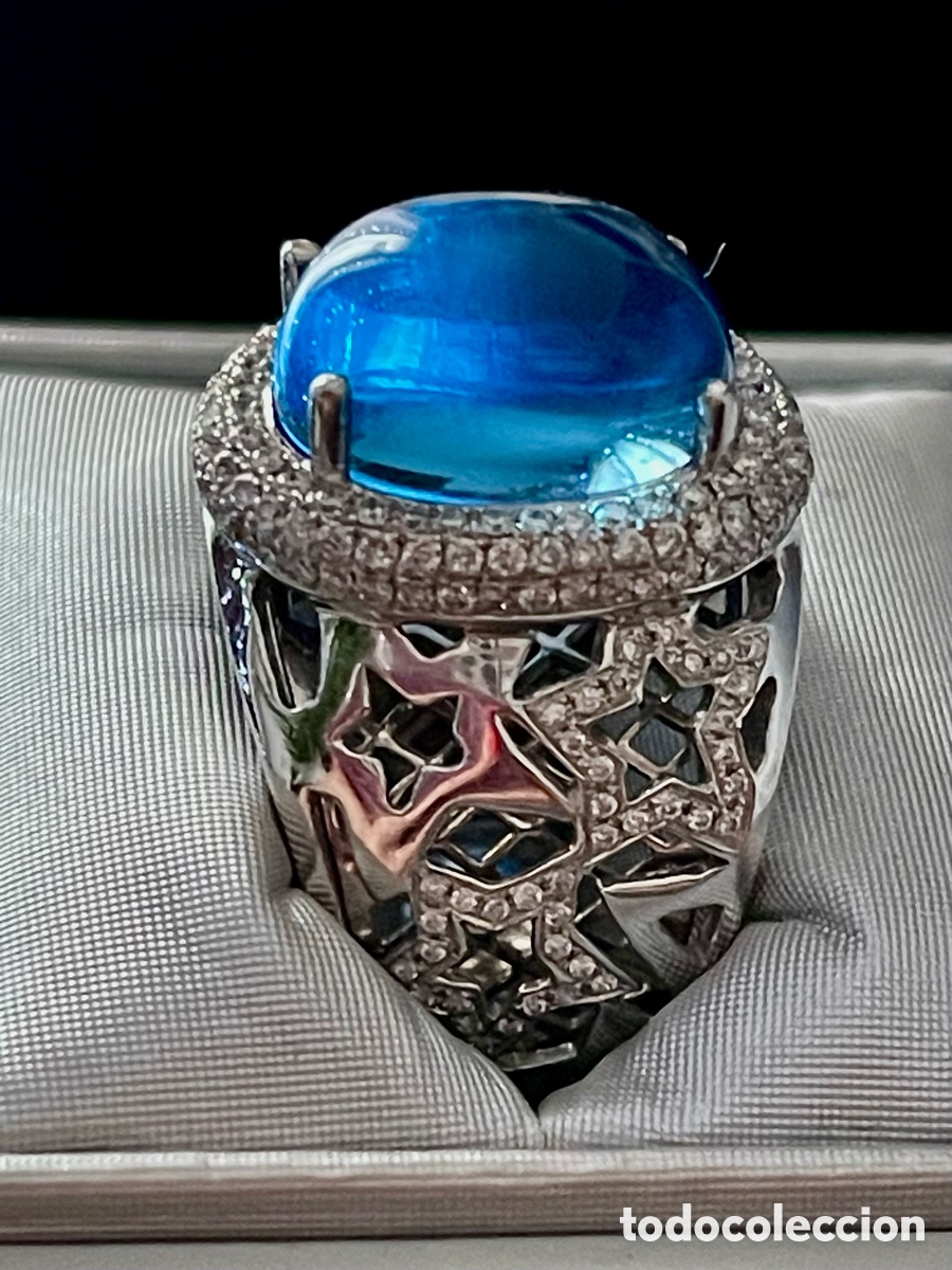 Joyeria: Anillo oro blanco con topacio y diamantes 0,81 ct - Foto 6