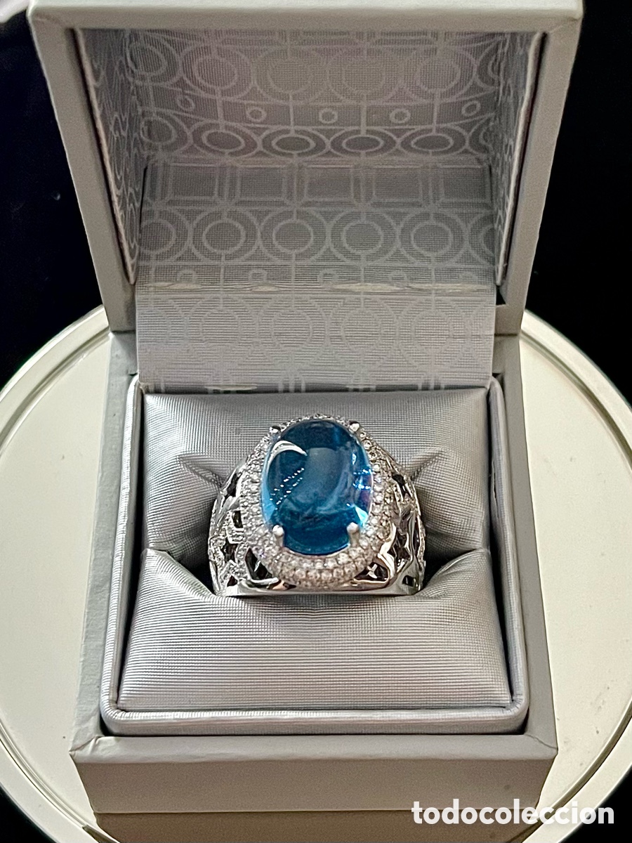 Joyeria: Anillo oro blanco con topacio y diamantes 0,81 ct - Foto 8