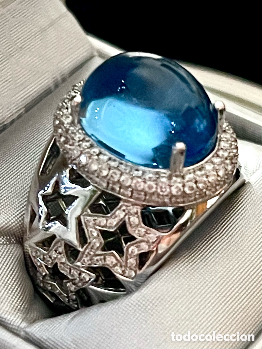 Joyeria: Anillo oro blanco con topacio y diamantes 0,81 ct - Foto 1