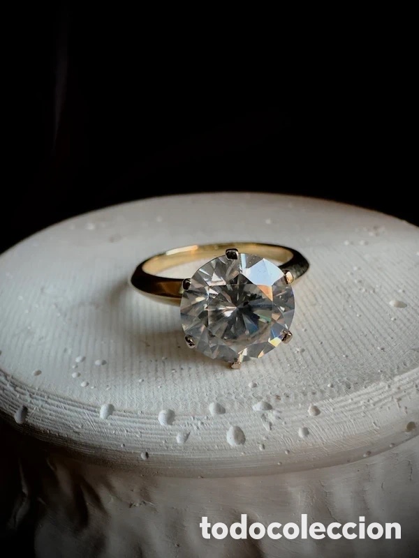 Joyeria: Anillo oro 14K con moissanita D-E-F 4 quilates