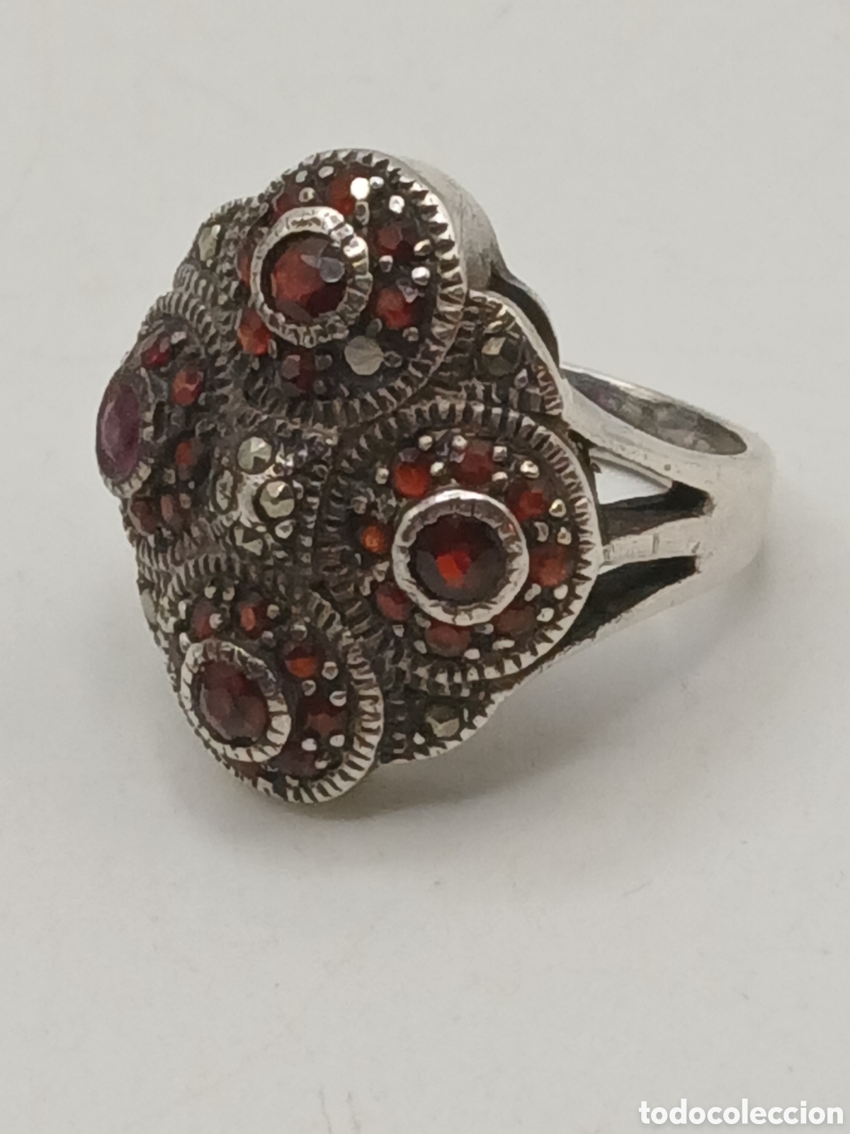 Joyeria: Anillo plata 925mls marquesitas y granates - Foto 2