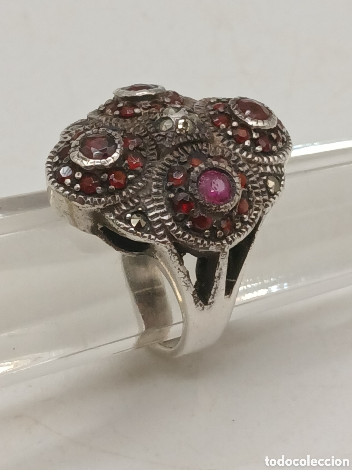 Joyeria: Anillo plata 925mls marquesitas y granates - Foto 4