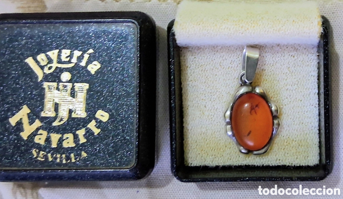 Joyeria: Delicado colgante de plata y &aacute;mbar natural con inclusi&oacute;n f&oacute;sil de insecto (mosq