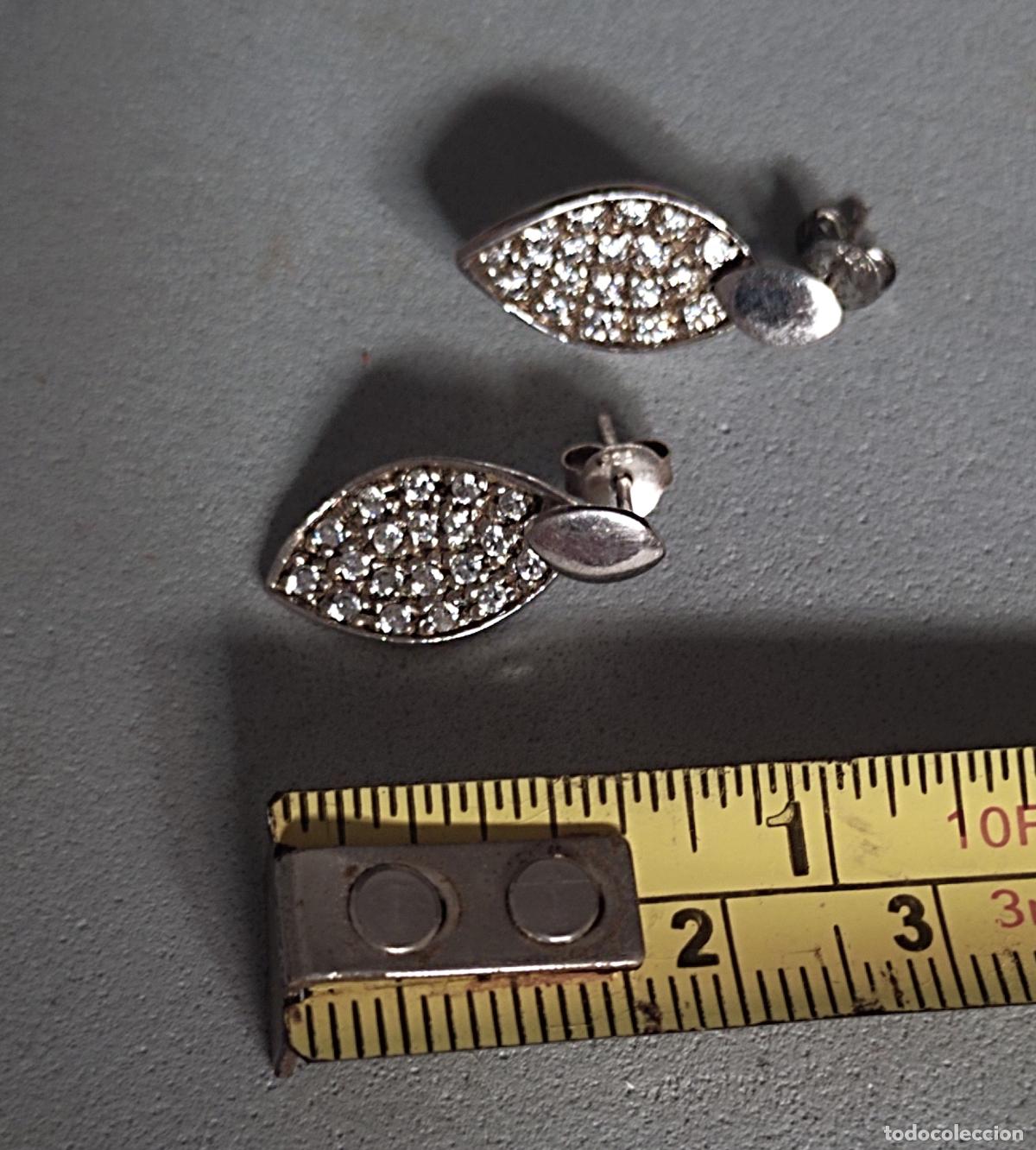 Joyeria: Pendientes de plata de ley, con circonitas, cierre de presi&oacute;n. - Foto 4