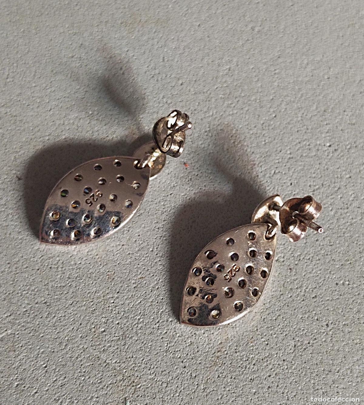 Joyeria: Pendientes de plata de ley, con circonitas, cierre de presi&oacute;n. - Foto 5