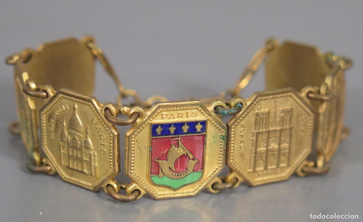 Joyeria: PULSERA. SOUVENIR. PARIS. ESMALTE Y METAL DORADO. HACIA 1920