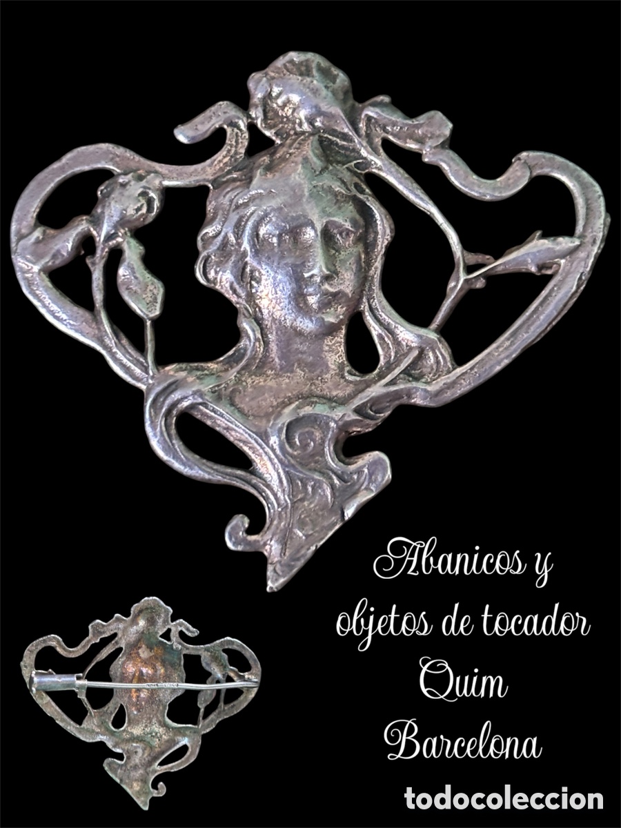 Joyeria: BROCHE ART NOUVEAU EN PLATA DE LEY ( CABEZA NINFA MODERNISTA )