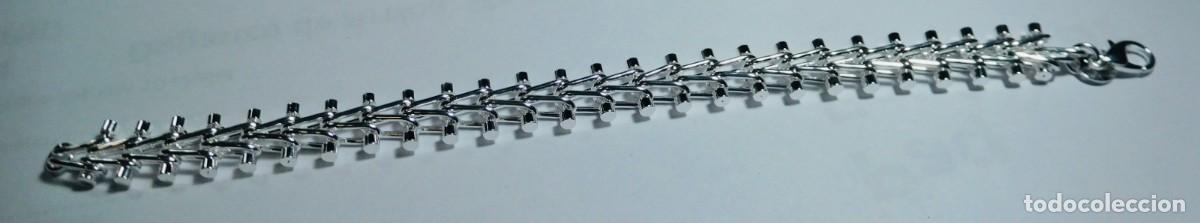 Joyeria: pulsera de eslabones articulados de plata de ley 925, forma de espina de pescado