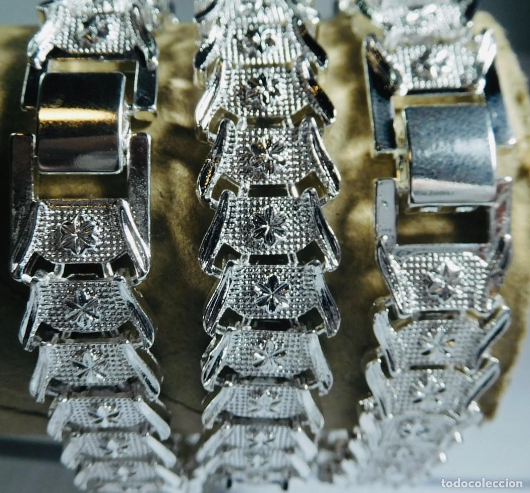 Joyeria: tres pulseras de plata de ley 925, de eslabones articulados